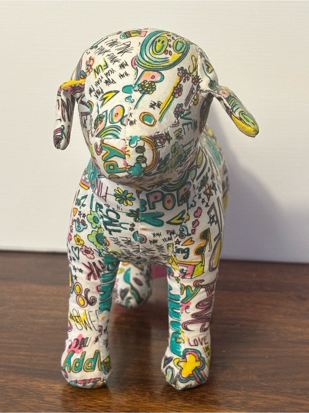 VICTORIA'S SECRET Pink GRAFFITI 7" Plush Dog Pup Figure